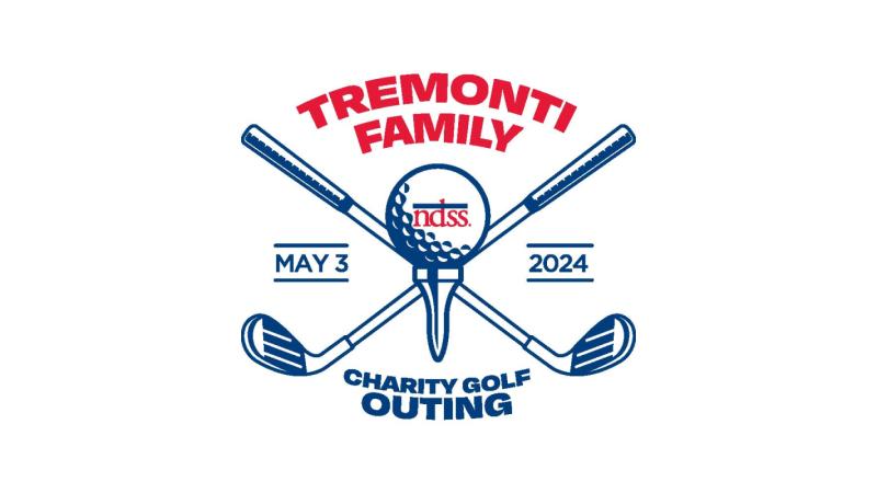 tremonti family golf logo with two golf clubs crossing over an ndss logo