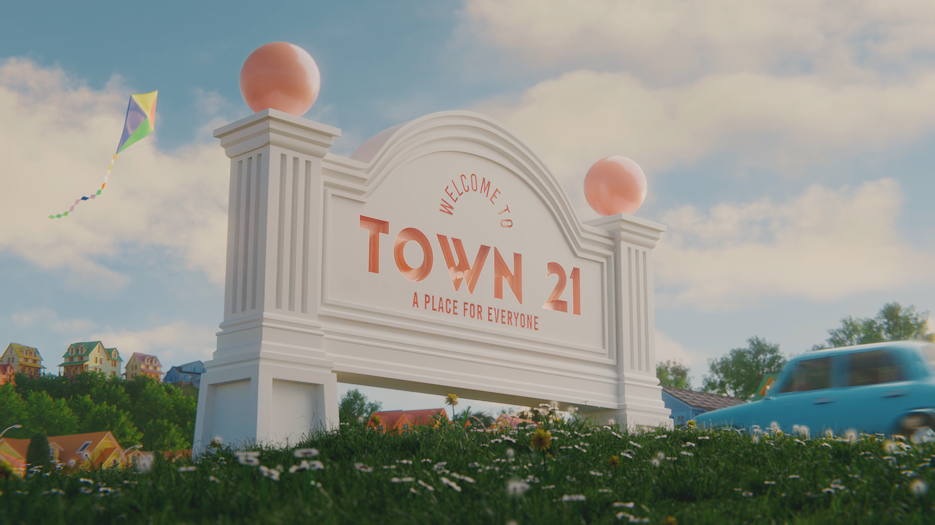 Town 21 sign