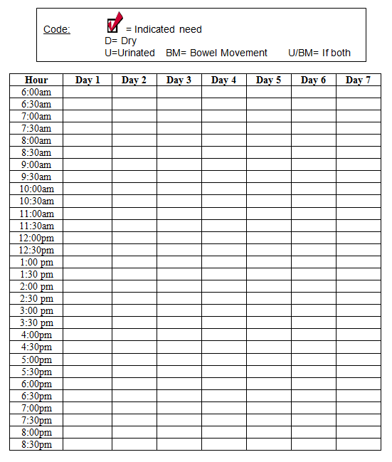 Toileting Schedule Template