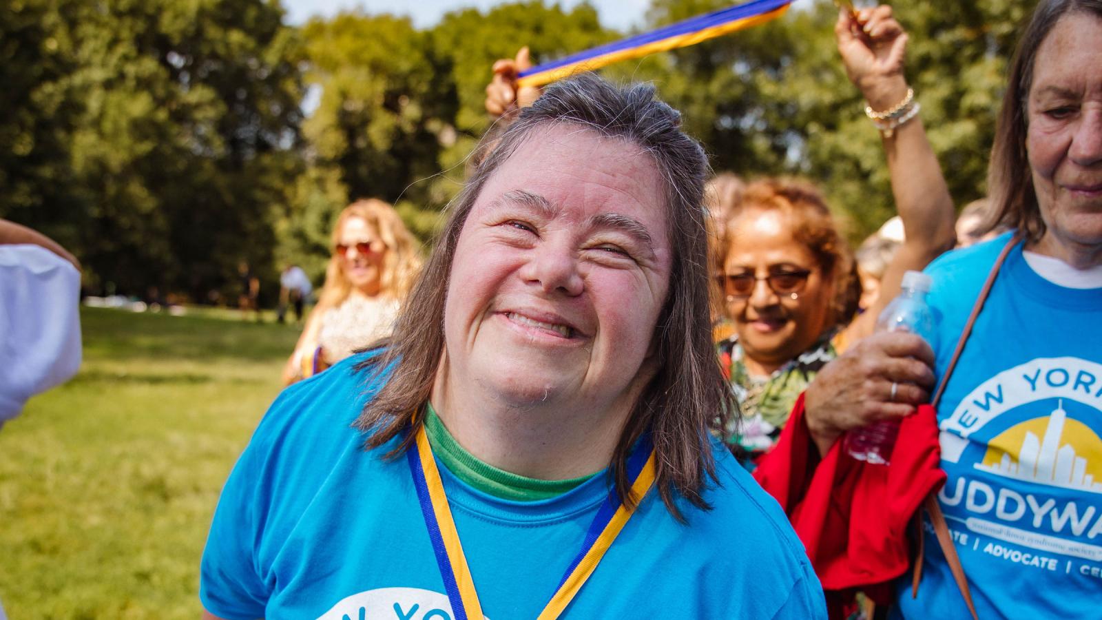 Adult Woman with Down syndrome smiling