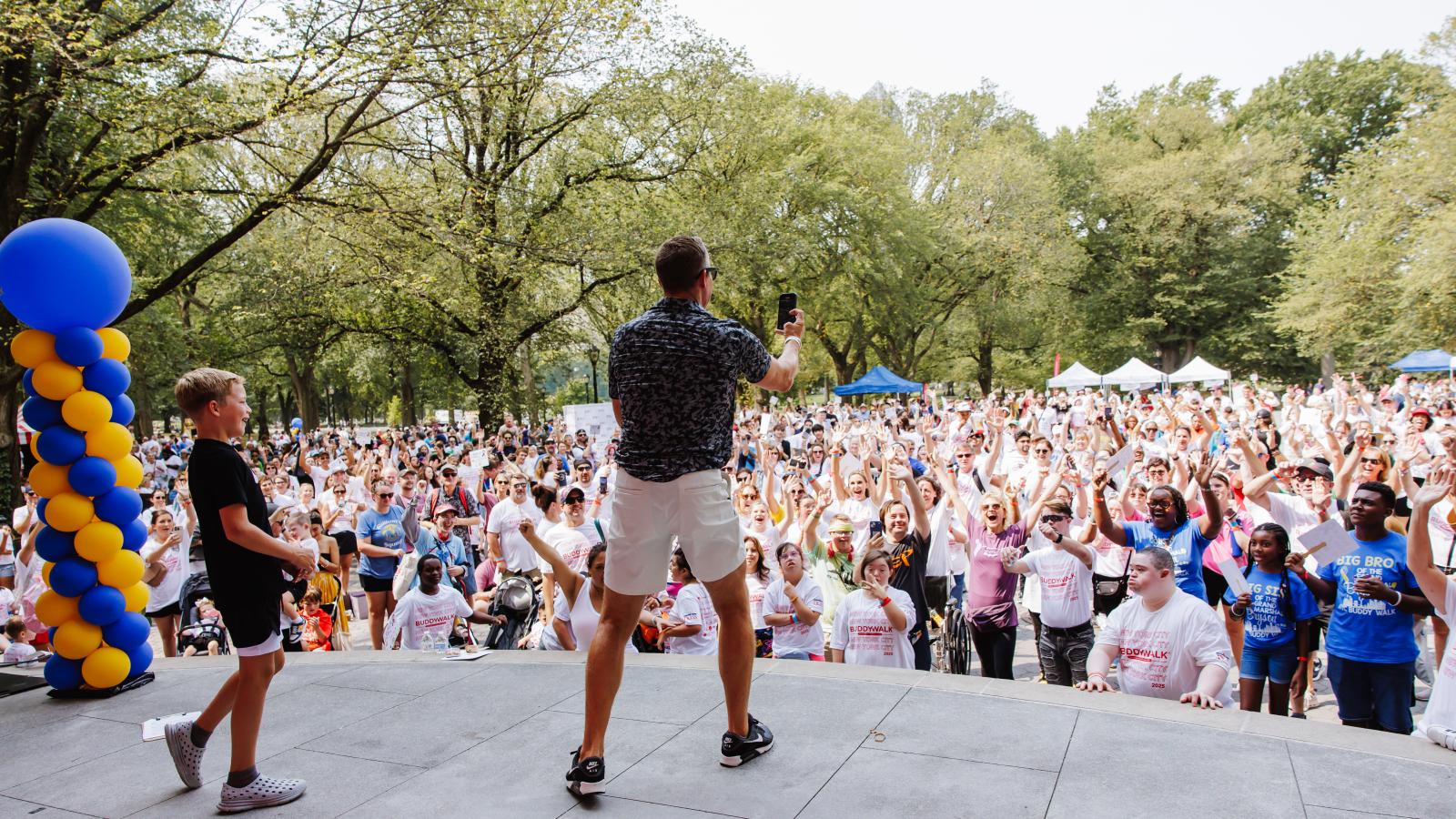 A crowd watches the stage at Central Park