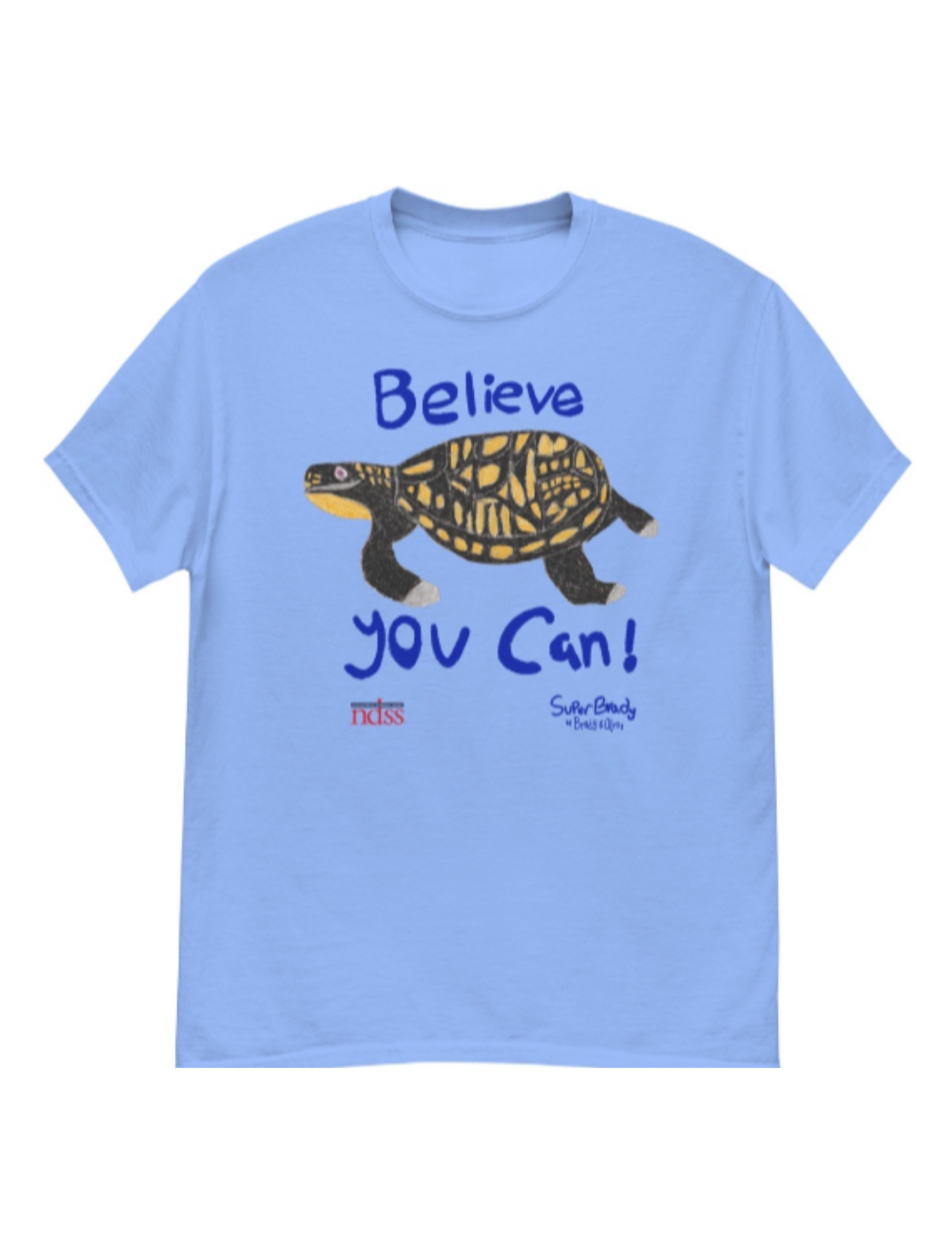 superbrady tshirt with turtle saying "believe you can!"