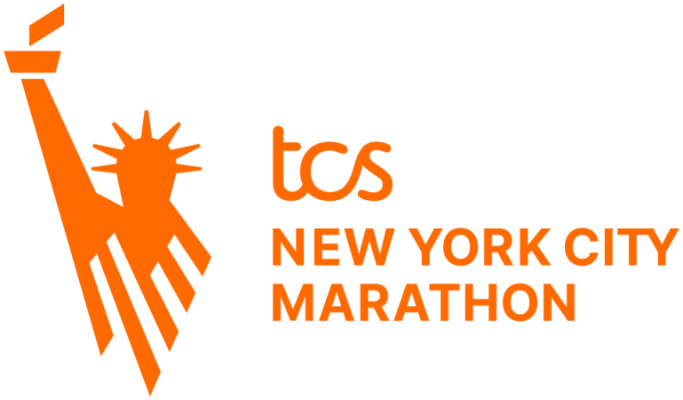 tcs New York City Marathon logo. Graphic of the Statue of Liberty in orange.
