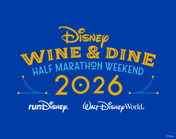 Disney Wine & Dine Half Marathon Weekend 2026. runDisney logo. Walt Disney World logo.