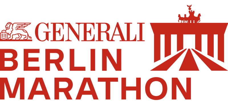 Generali Berlin Marathon. Graphic of a lion and columns over a road.