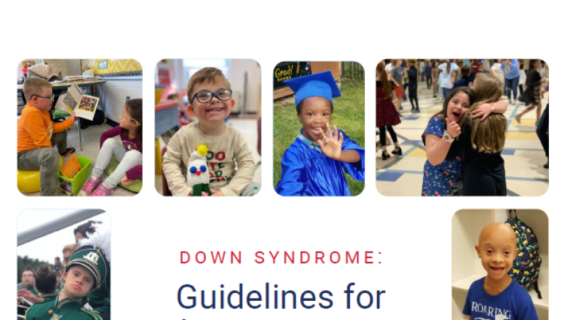 cover to the NDSS inclusive guidelines for education featuring multiple people with Down syndrome
