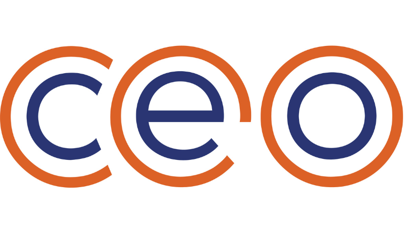 CEO logo in orange and blue