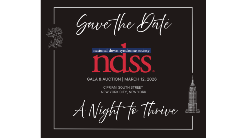 Save the Date. A Night to Thrive. NDSS logo. Gala & Auction. March 12, 2026. Cipriani South Street. New York City, New York. Rose graphic. Empire State Building graphic