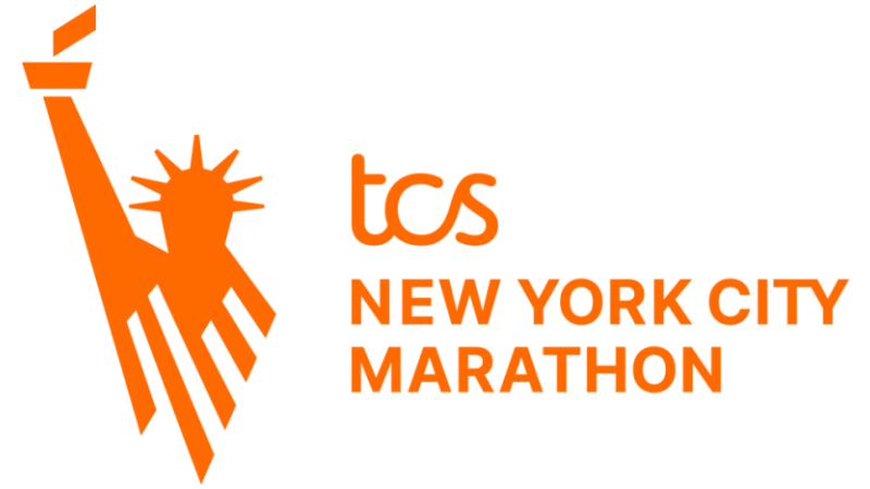 tcs New York City Marathon logo. Graphic of the Statue of Liberty in orange.