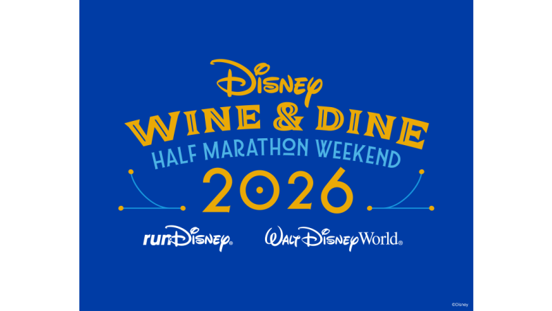 Disney Wine & Dine Half Marathon Weekend 2026. runDisney logo. Walt Disney World logo.