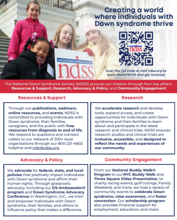 Image of girls with Down syndrome holding an NDSS sign. Creating a world where individuals with Down syndrome thrive
