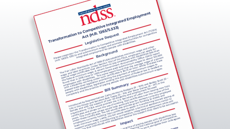 Ending Subminimum Wage Toolkit National Down Syndrome Society (NDSS)
