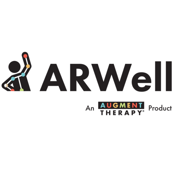 ARWell logo. Graphic of a person stretching. An Augment Therapy Product