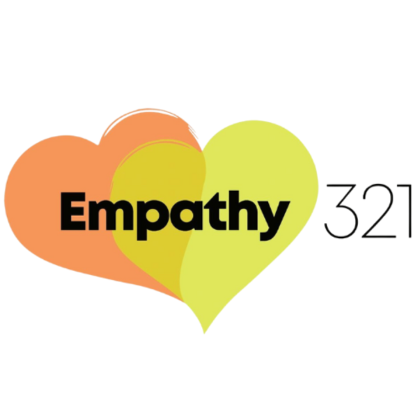 Empathy 321 logo with an orange heart and yellow heart