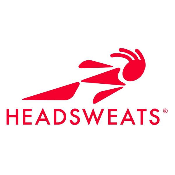 Headsweats logo. Graphic of a person made out of red shapes.