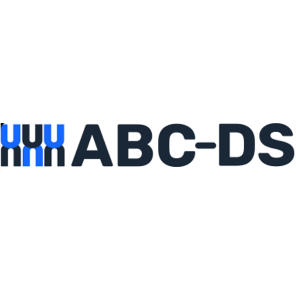 ABC-DS logo with a graphic of three blue and black chromosomes