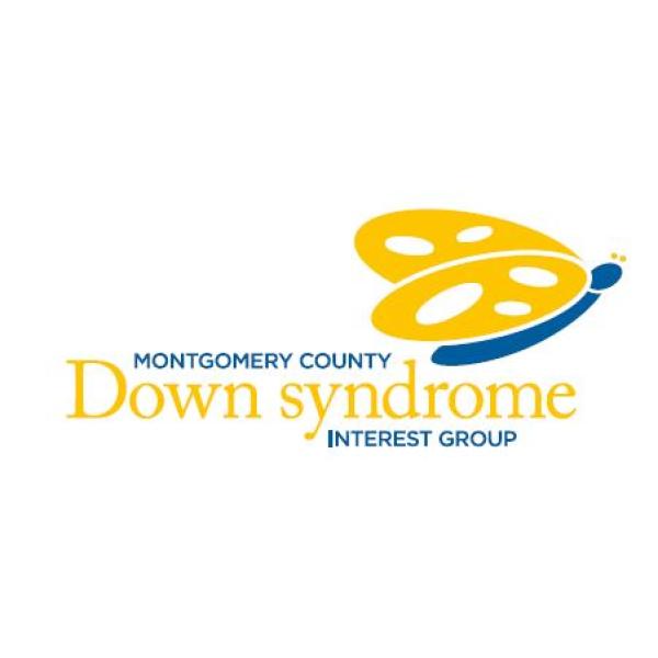 Montgomery County Down syndrome Interest Group. Yellow and blue butterfly graphic