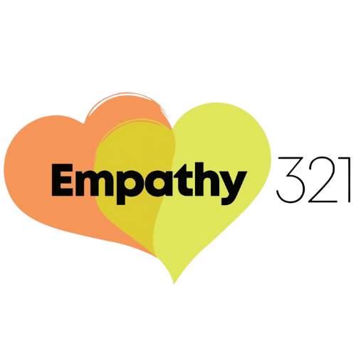 Empathy 321 logo with an orange heart and yellow heart