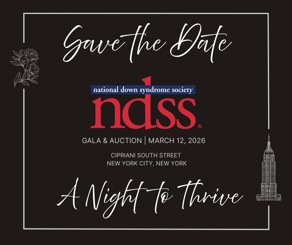 Save the Date. A Night to Thrive. NDSS logo. Gala & Auction. March 12, 2026. Cipriani South Street. New York City, New York. Rose graphic. Empire State Building graphic