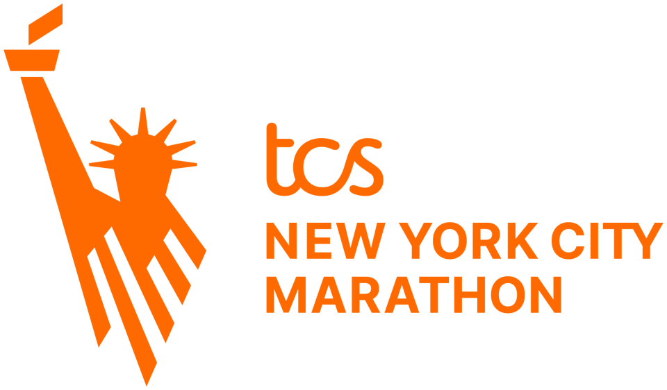 tcs New York City Marathon logo. Graphic of the Statue of Liberty in orange.