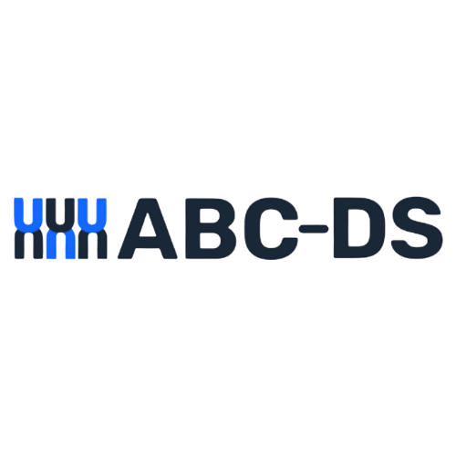 ABC-DS logo with three blue and black chromosome icons