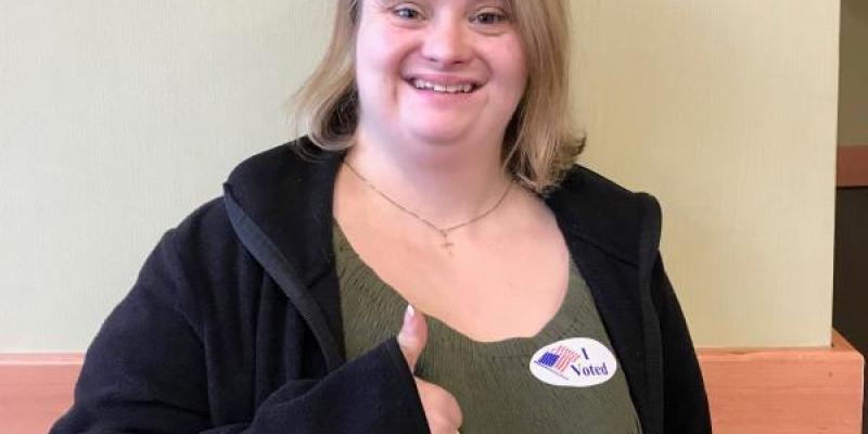 woman with down syndrome voting