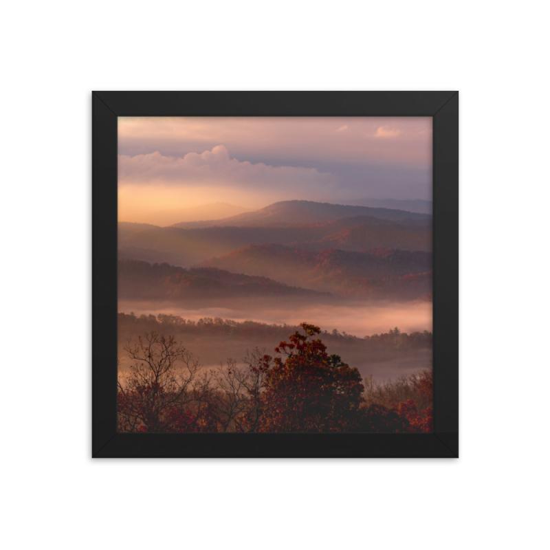 hazy_mountains_10x10_framed_poster