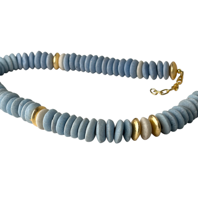 Powder Blue Ashanti Bead Necklace